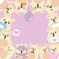 kawaii cute mouses animal cartoon frame decorative vector illustration