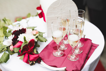 Luxury glasses with champagne on the table