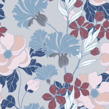 Abstract elegance pattern with floral background.