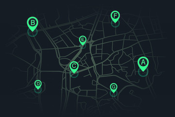 location on street map green color. vector illustration