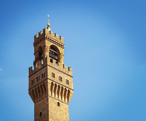Detail of the bell tower of Palazzo Vecchio in Florence