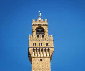 Detail of the bell tower of Palazzo Vecchio in Florence