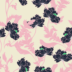 Abstract elegance pattern with floral background.