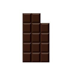 Chocolate bar isolated on white background. Top view. Vector.