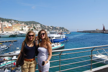 Fototapeta na wymiar Port of Nice; Promenade des Anglais; sea; water transportation; water; vacation