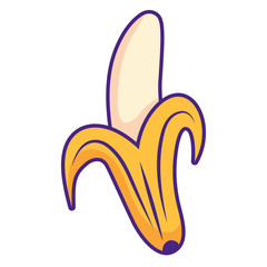 banana icon over white background, vector illustration