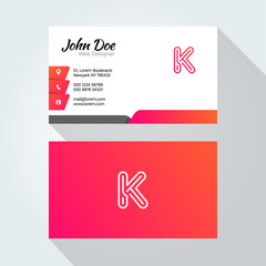 K Letter Logo. Minimal Line vector business card design template