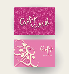 Gift card design template with floral decoration.