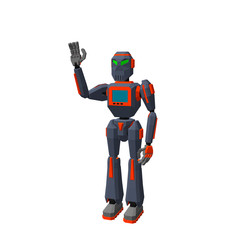 Robot character greeting. Isolated on white background. 3d Vector illustration.