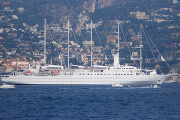 Naklejka premium Villefranche-sur-Mer; Port of Nice; passenger ship; ship; water transportation; ocean liner