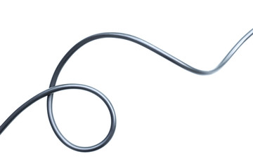 black wire electrical cable  isolate on white background.