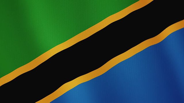 Tanzania flag waving animation. Full Screen. Symbol of the country.