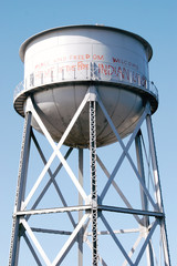 Alcatraz water reservoir against clear blue sky