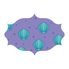 arabic frame with seashells pattern over white background, vector illustration