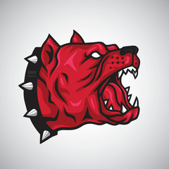 Red Pitbull Angry Dog Logo Mascot Design Template Vector 