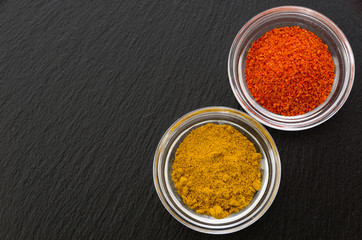 一味唐辛子とカレーパウダー