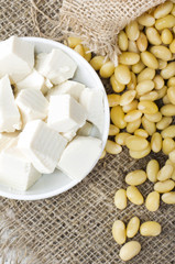 Fresh organic soy products:soy milk, soy yogurt, soy chese tofu and soy beans
