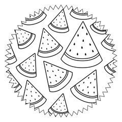 seal stamp with watermelons pattern over white background, vector illustration