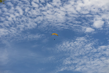Flight on a steamer from the mountain to the beach over the jungle and the sea.