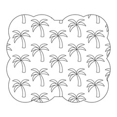 Fototapeta na wymiar decorative frame with tropical palms pattern over white background, vector illustration