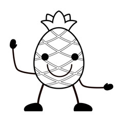 Naklejka premium kawaii happy pineapple icon over white background, vector illustration