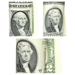 collage with fragments of American dollars close-up