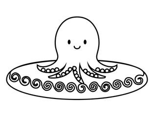 cute octopus icon over white background, vector illustration