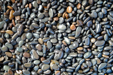 Abstract background texture, Colorful sea stones in water, top view