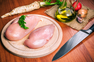 raw and fresh chicken fillet