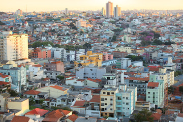 Aerial view of Sau Paulo cityscape in Brazil