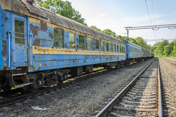 Old railway carriage at a railway station