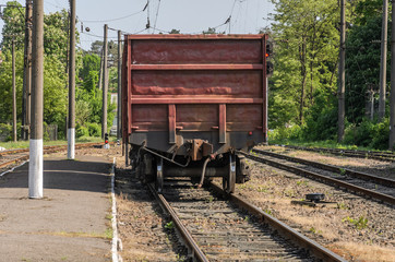 Fototapeta na wymiar Old railway carriage at a railway station