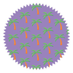 seal stamp with tropical palms pattern over white background, vector illustration