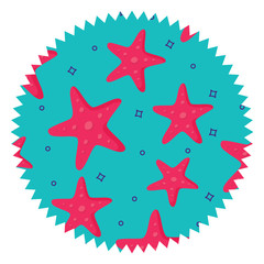 Fototapeta na wymiar seal stamp with seastars pattern over white background, colorful design. vector illustration
