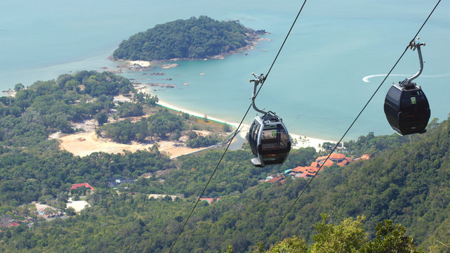 PULAU LANGKAWI, MALAYSIA - APR 8th 2015: The Langkawi Cable Car, also known as SkyCab, is one of the major attractions of the Island