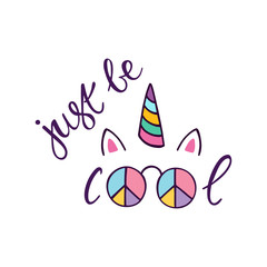 Unicorn head with text. 