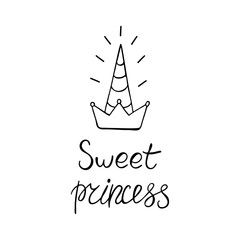 Unicorn sweet princess with crown. 