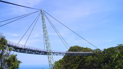 PULAU LANGKAWI, MALAYSIA - APR 8th 2015: view of panoramic Langkawi Sky Bridge from a higher vantage point. SkyCab is one of the major attractions on the island