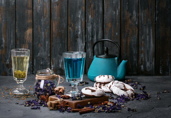Blue herbal tea
