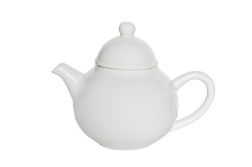 white ceramic tea pot isolated on white background with clipping path.