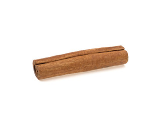 stick of cinnamon on white background