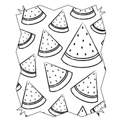 abstract frame with watermelons pattern over white background, vector illustration