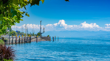 Bodensee Hafen Meersburg  Blick auf magische S&auml;ule