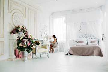 Morning of the bride. Preparing the bride for the upcoming wedding.