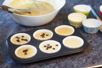 Handmade cupcakes with chocolate chips