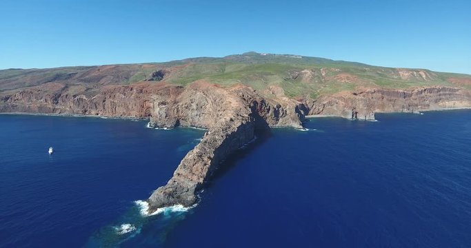 Aerial views of Cabo Pierce, in isla Socorro, Revillagigedo Archipelago. Mexican Pacific.