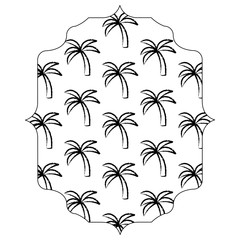 Fototapeta na wymiar arabic frame with tropical palms pattern over white background, vector illustration