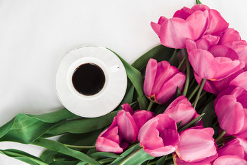 Obraz na płótnie Canvas spring coffee tulips