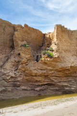 Canyon - formation from sand and clay with a small salt creek