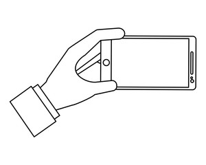 hand with smartphone device isolated icon vector illustration design